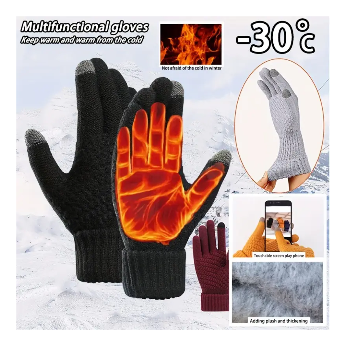 Guantes térmicos unisex para invierno